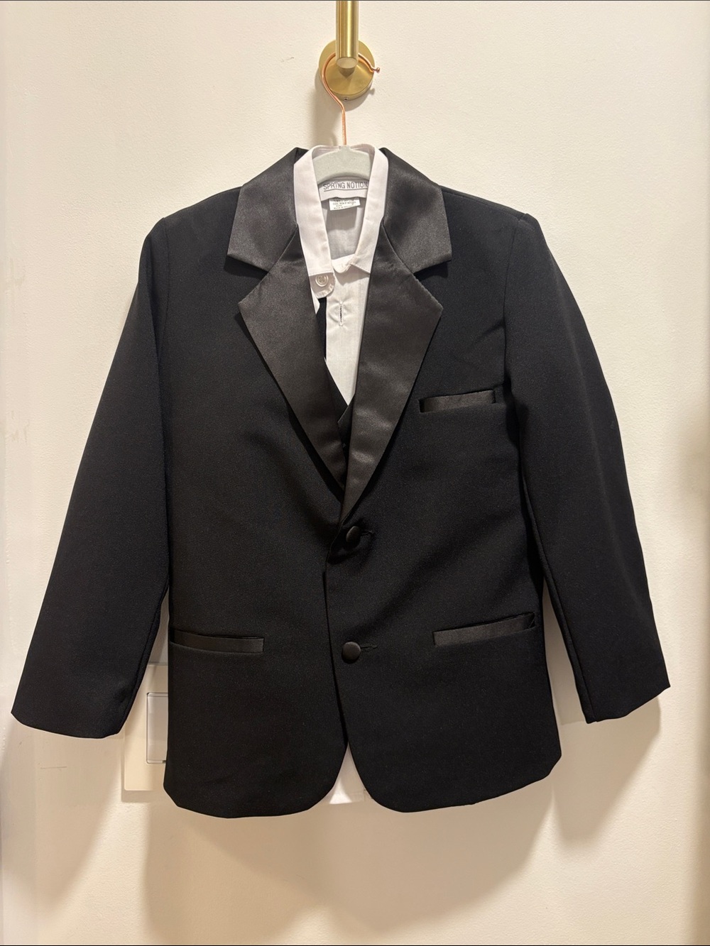 Classic Black Satin-Lapel Kids Tuxedo Jacket
